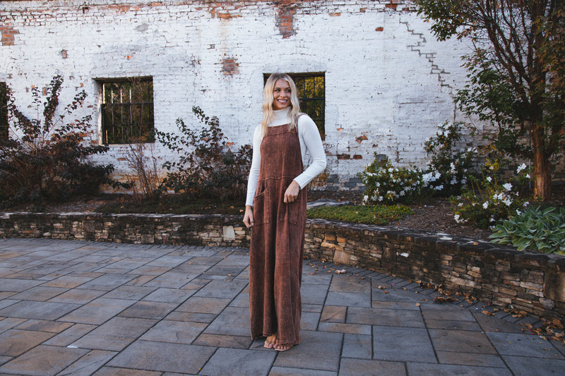 Caroline Vintage Cotton Overall, Rust