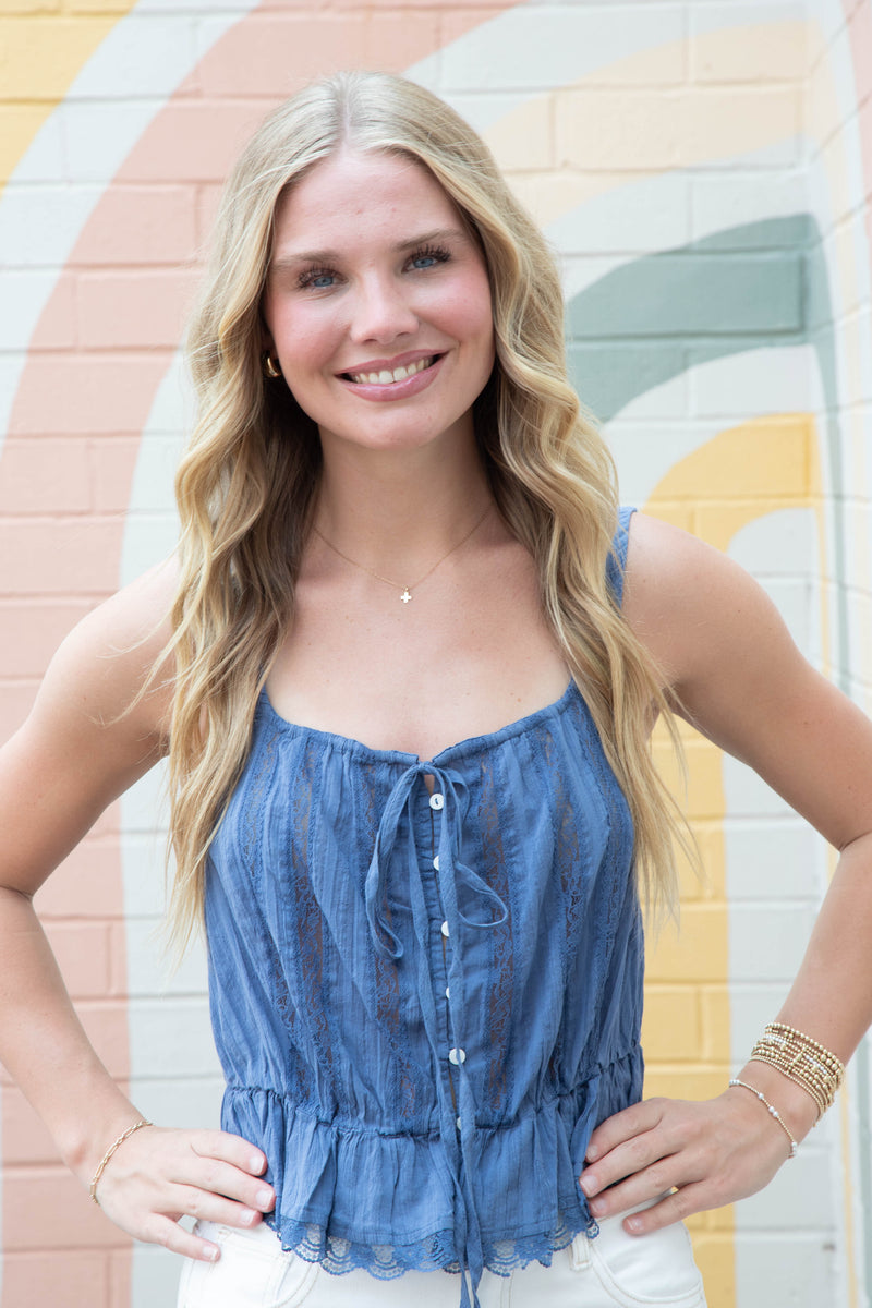 Alana Lace Tank, Blue Topaz | Free People