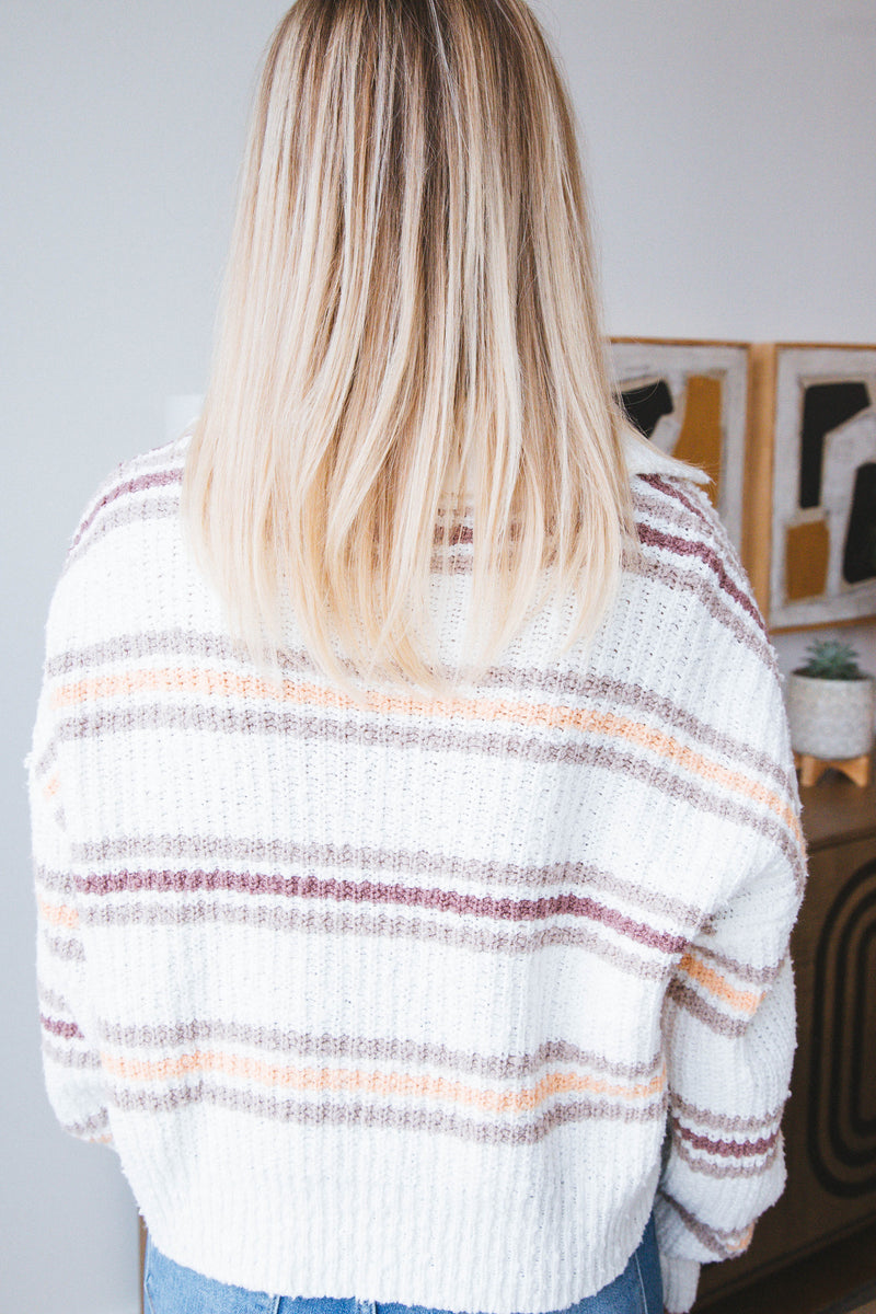 Kennedy Pullover Striped Sweater, Ivory Oat | Free People