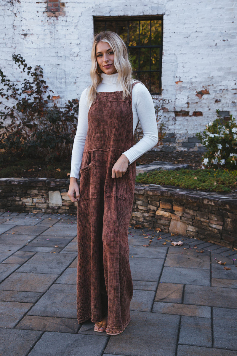 Caroline Vintage Cotton Overall, Rust