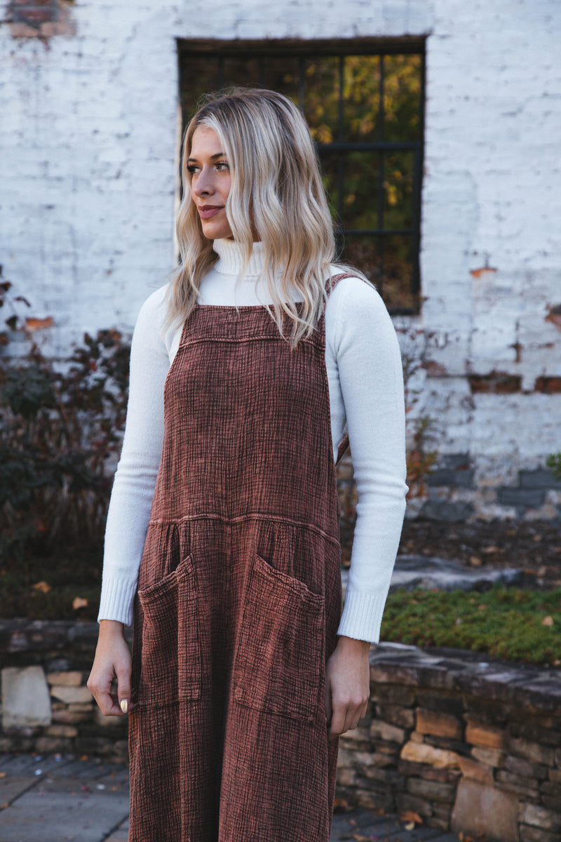 Caroline Vintage Cotton Overall, Rust