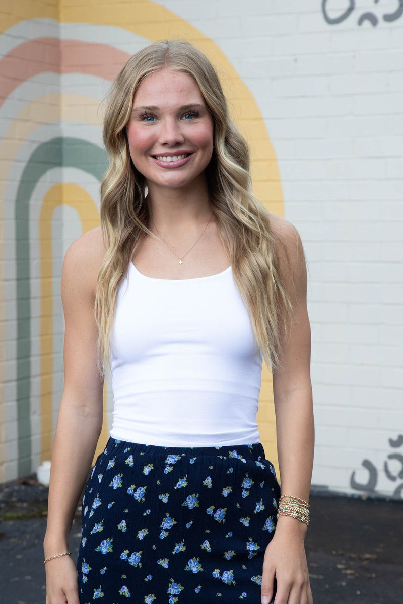 Lucille Double Layer Cropped Cami, White