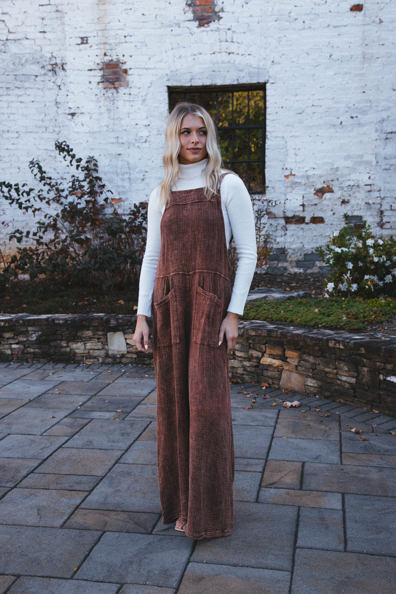 Caroline Vintage Cotton Overall, Rust