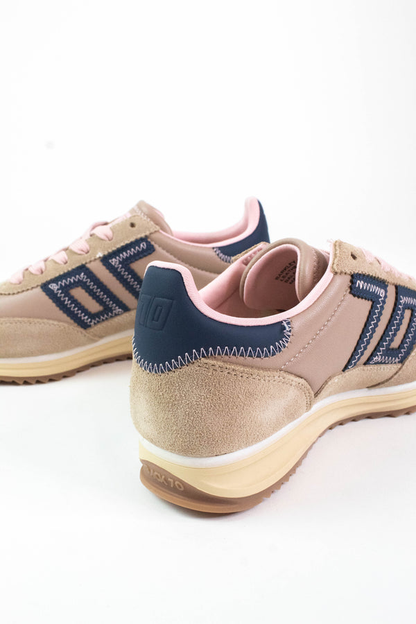 Jogger Sporty Vintage Sneaker, Camel Navy Pink | Back 70