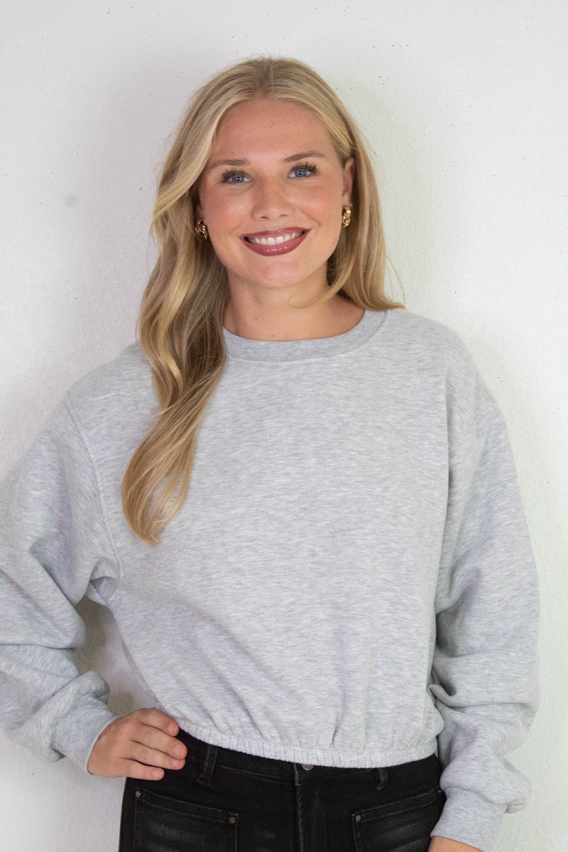 Hazel Bubble Hem Sweatshirt, Heather Gray