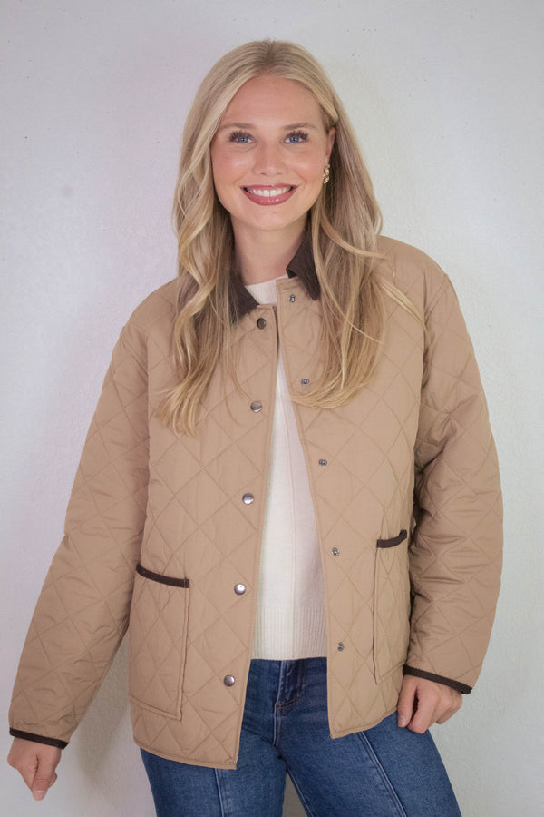 Cleo Quilted Puffer Work Jacket, Khaki