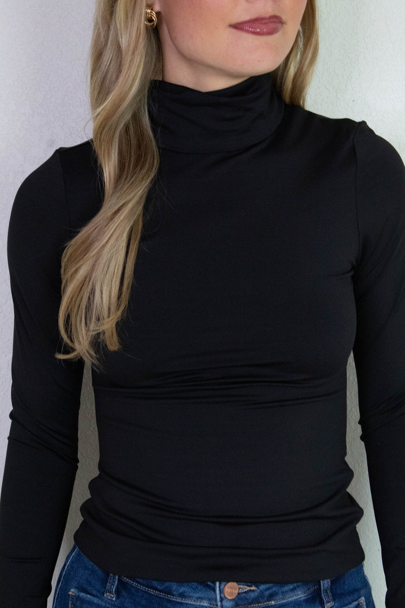 Teresa Turtle Neck Top, Black | RD Style
