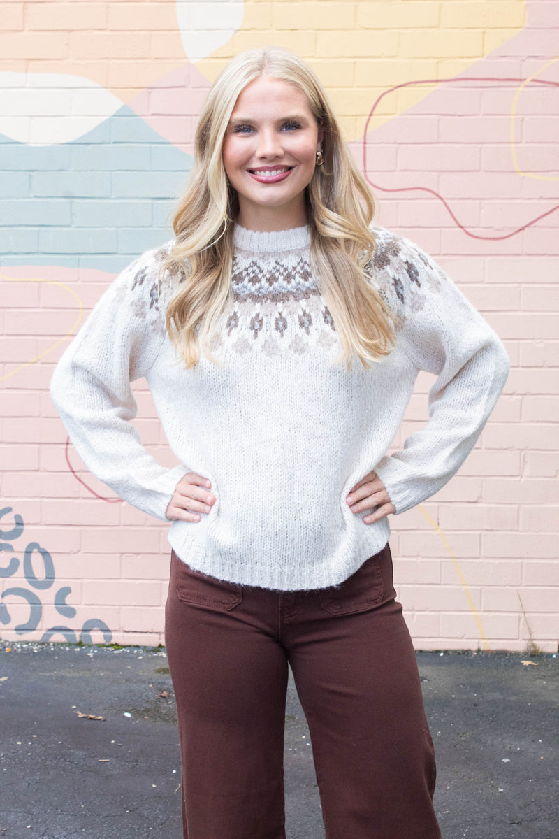 Margaret Fair Isle Pattern Sweater, Ivory Multi