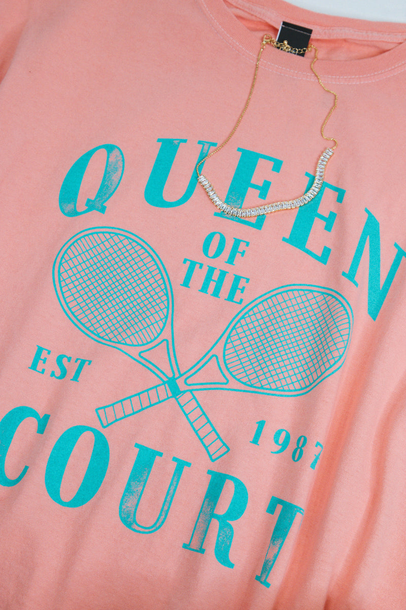 Queen Of The Court Graphic Tee, Coral