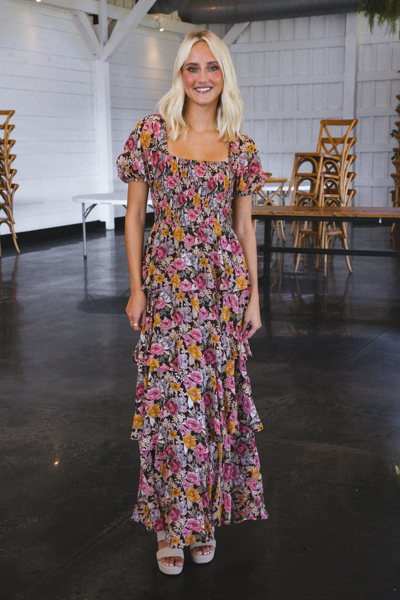 Frenzy Floral Maxi Dress, Brown