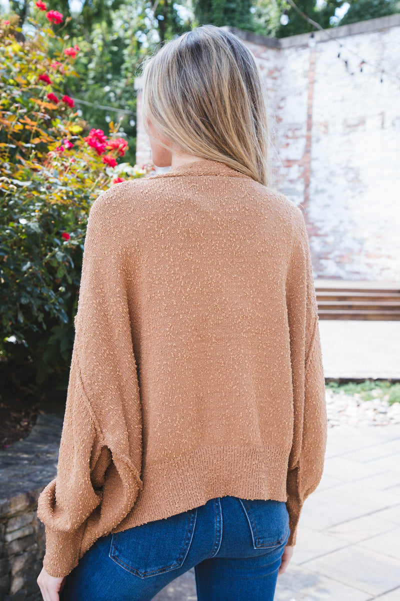Clara Button Front Cardigan, Pale Brown