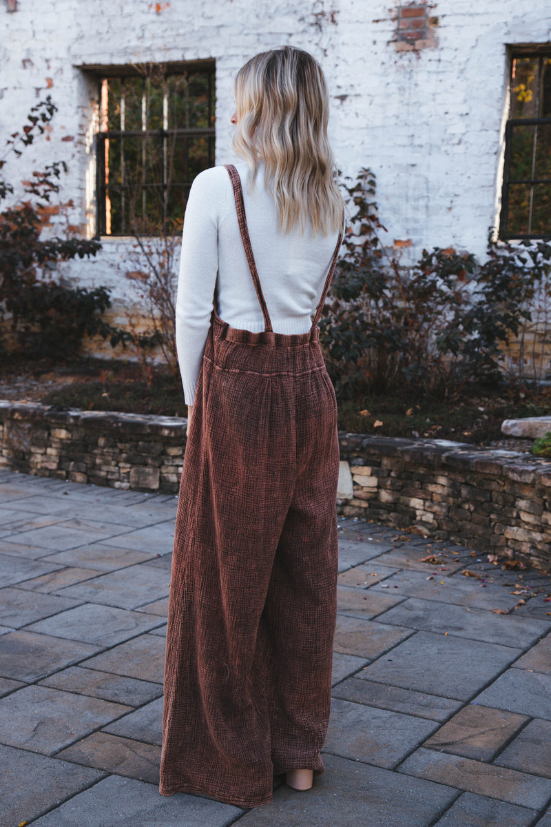 Caroline Vintage Cotton Overall, Rust