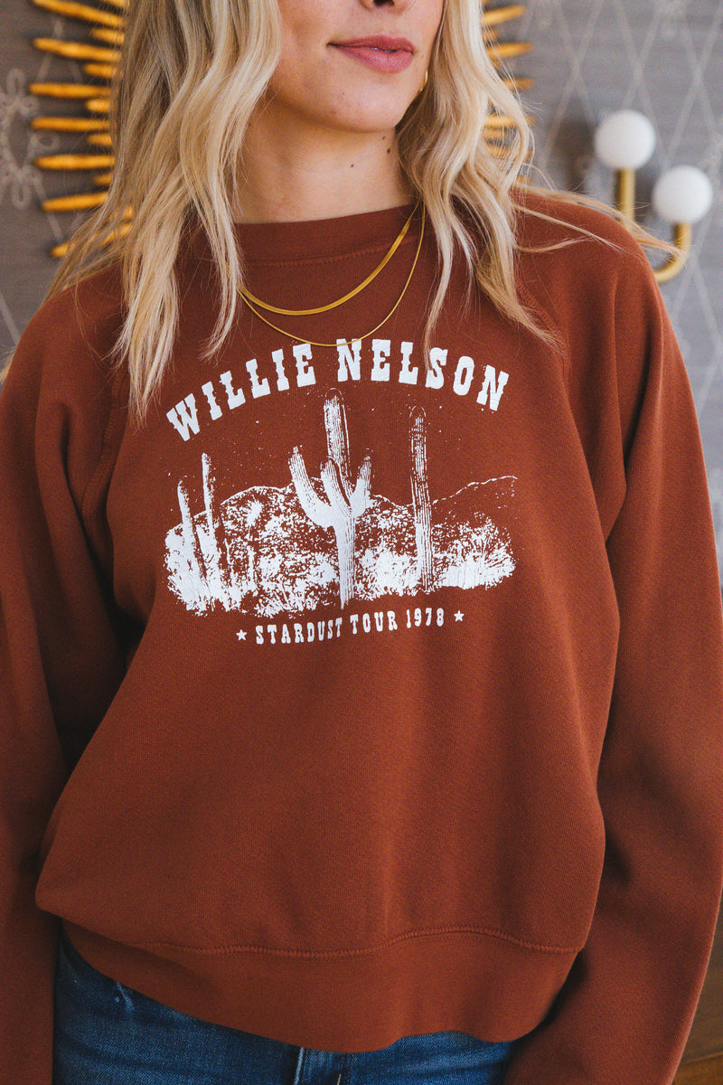 Willie Nelson Stardust Tour Crew Sweatshirt, Sable | Daydreamer
