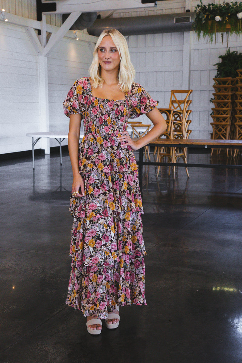 Frenzy Floral Maxi Dress, Brown