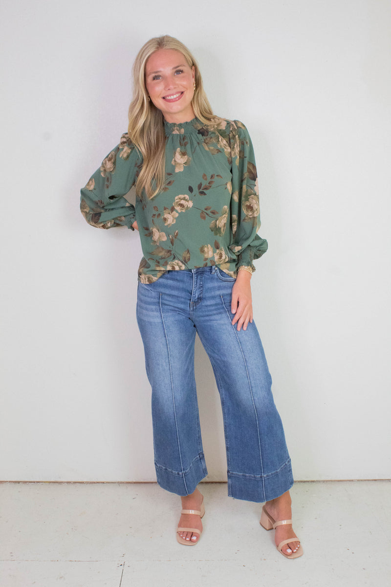 Mary Mid Rise Wide Leg Crop Jeans, Medium