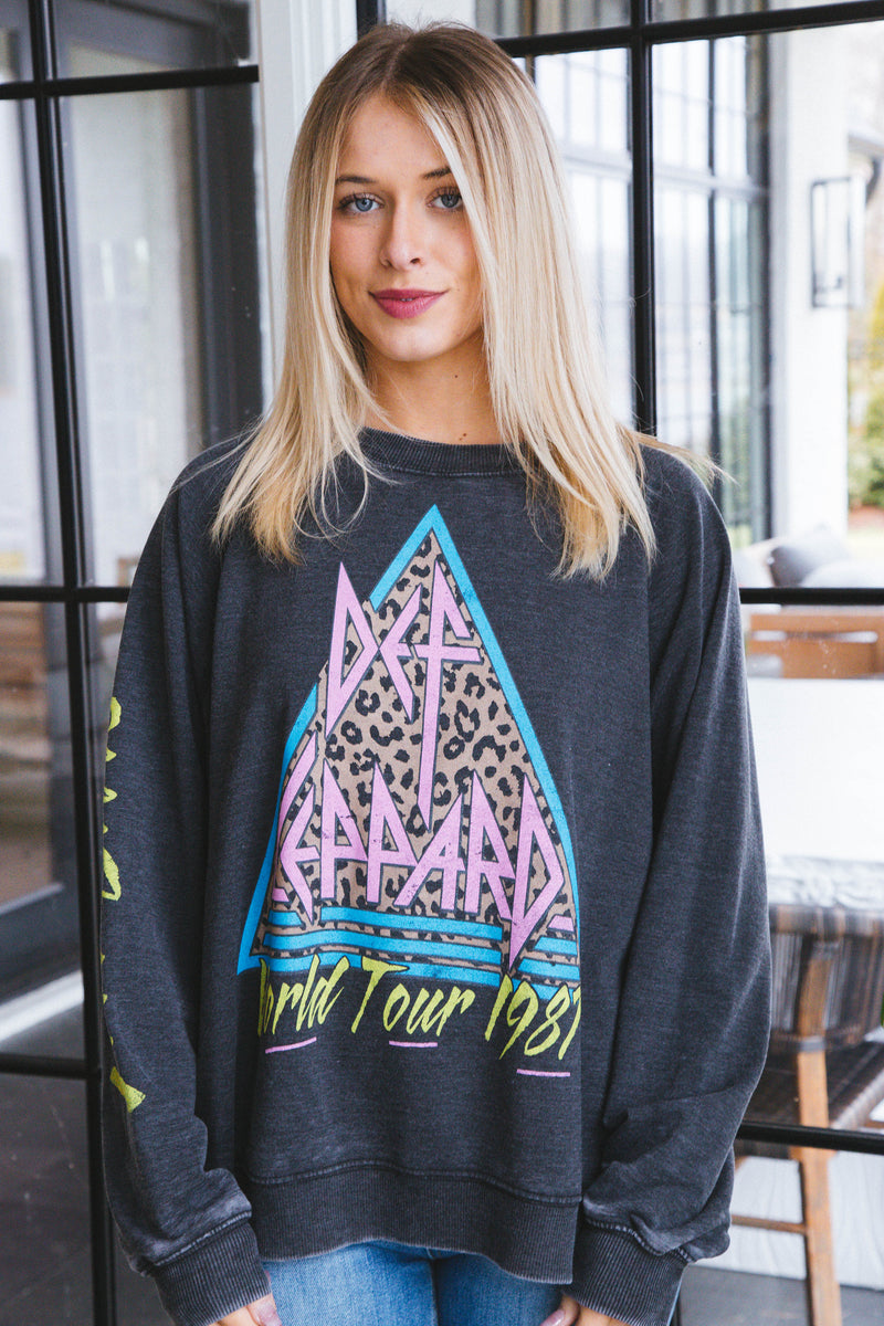 Def Leppard World Tour Sweatshirt, Black | Recycled Karma