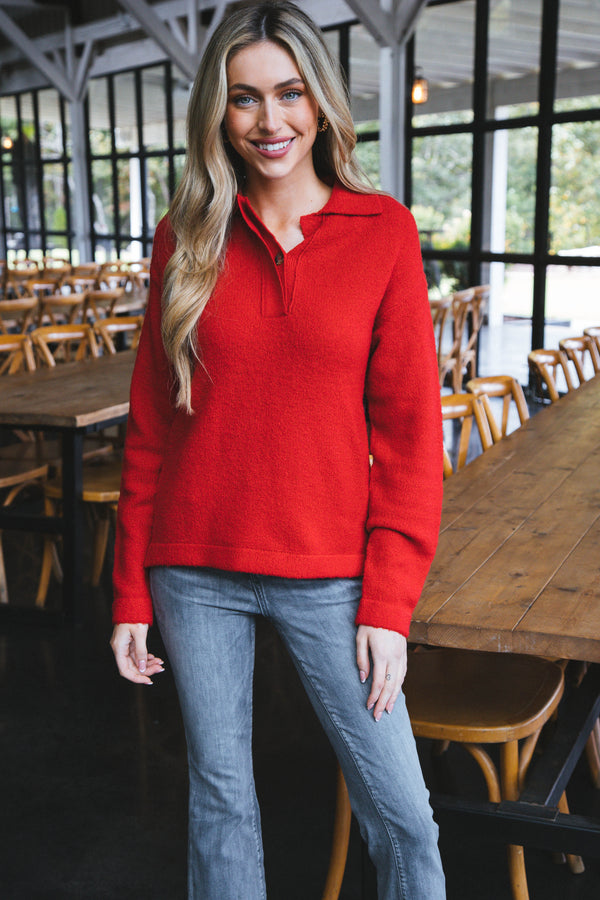 Ashanti Polo Neck Sweater, Engine Red | RD Style