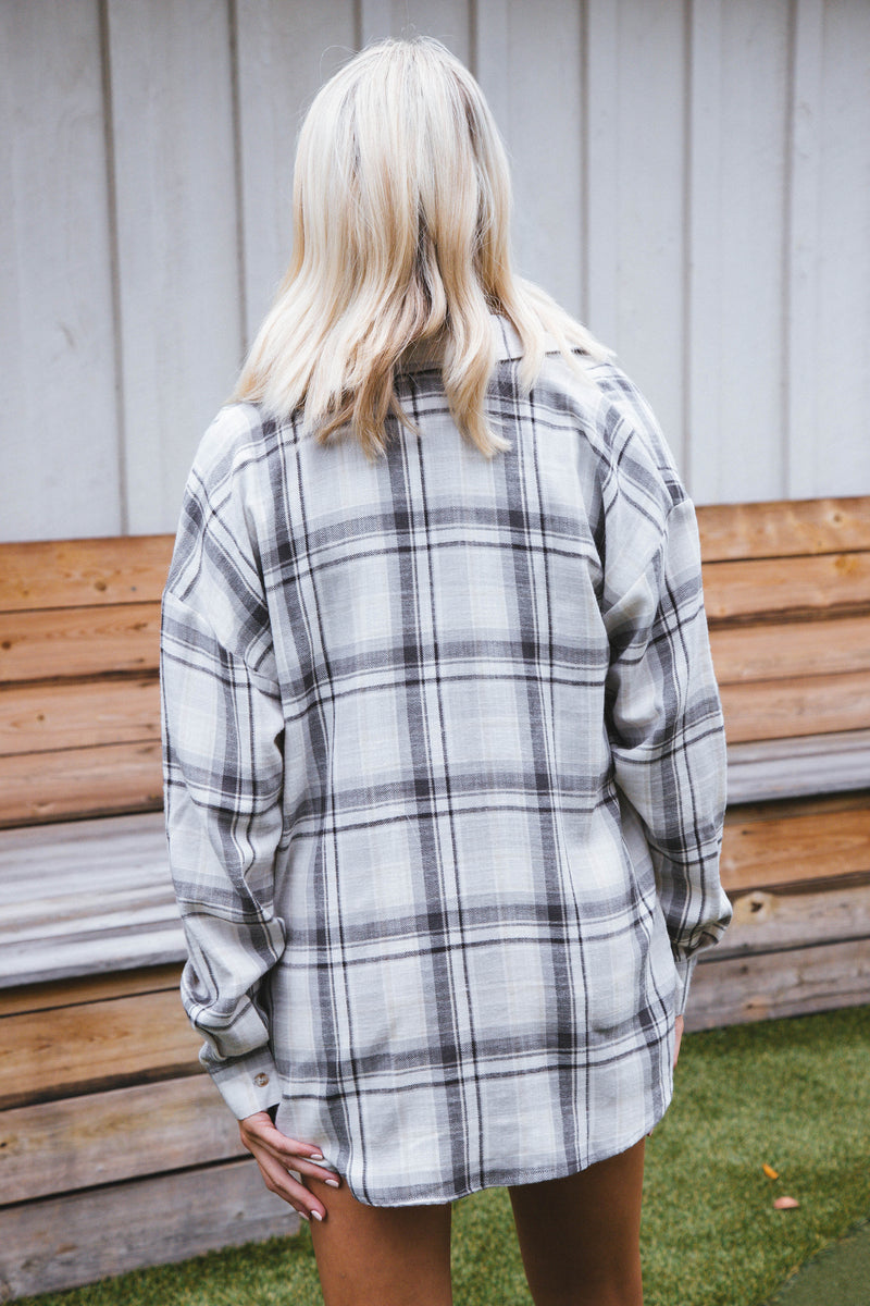 Stay Fresh Plaid Flannel, Grey