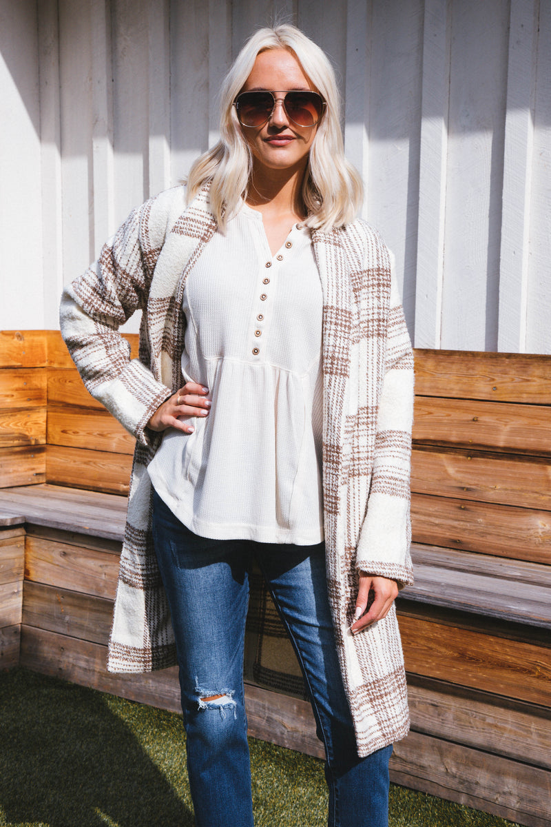 Morning Stroll Plaid Jacket, Cream | Sadie & Sage