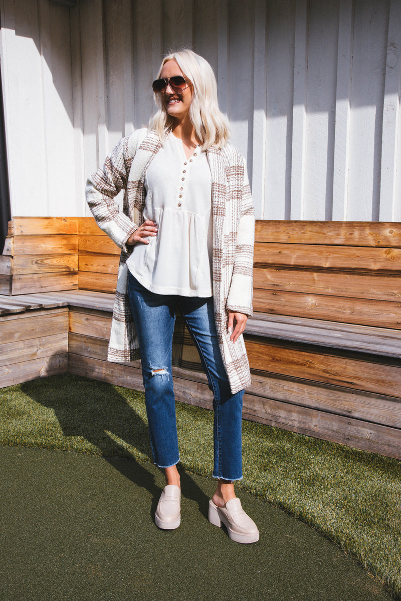 Morning Stroll Plaid Jacket, Cream | Sadie & Sage