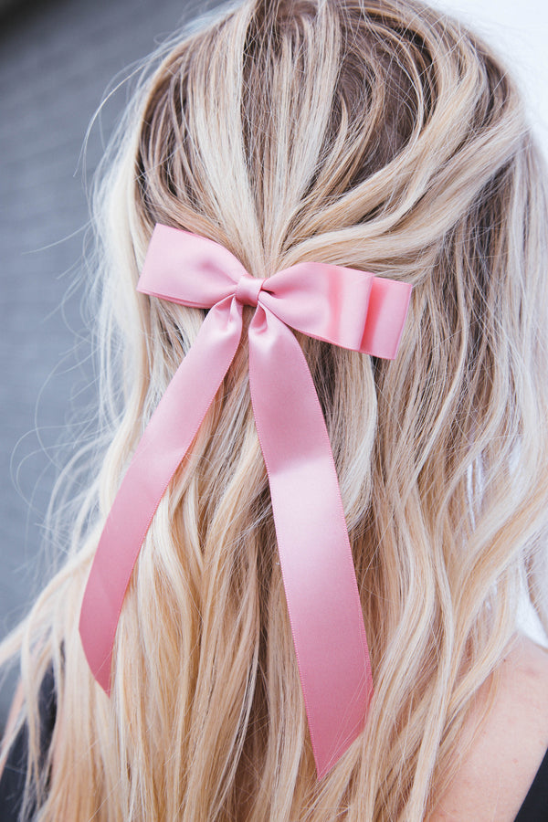 Ribbon Bow Hair Clip, Rose