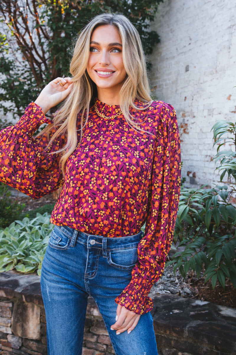 Nikita Floral Blouse, Berry