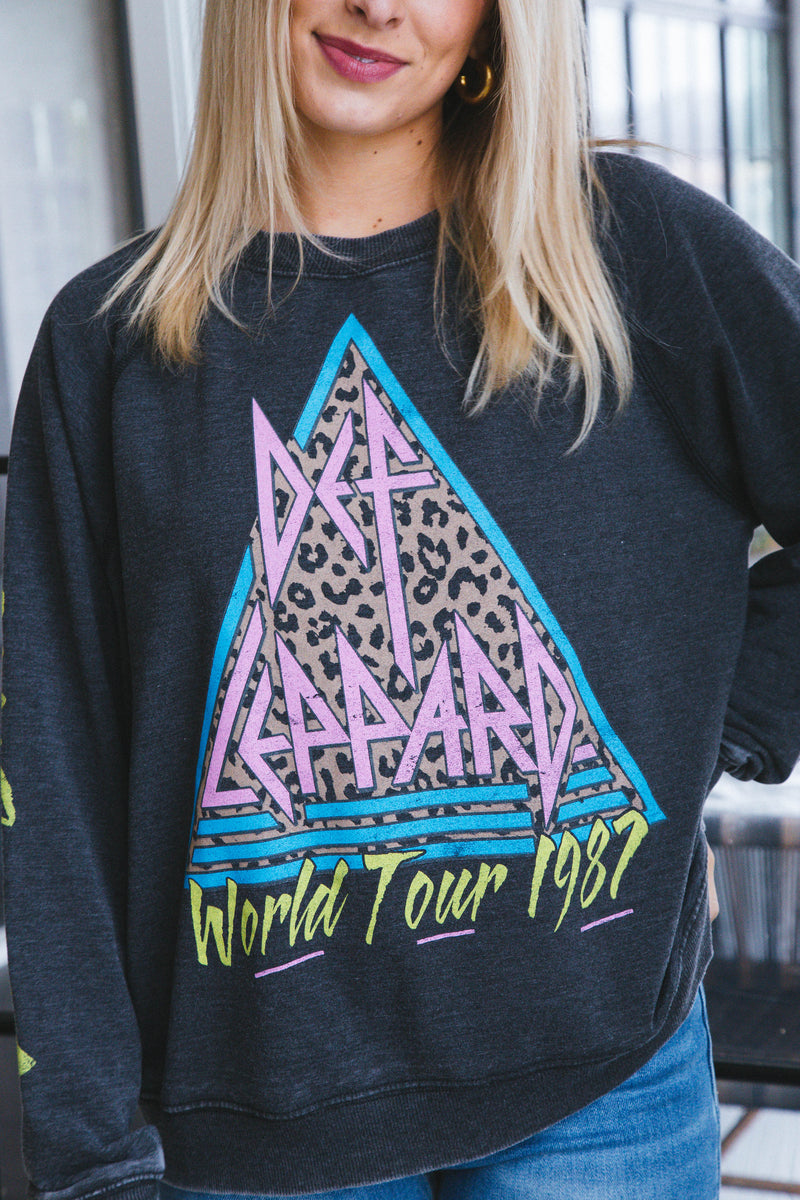 Def Leppard World Tour Sweatshirt, Black | Recycled Karma