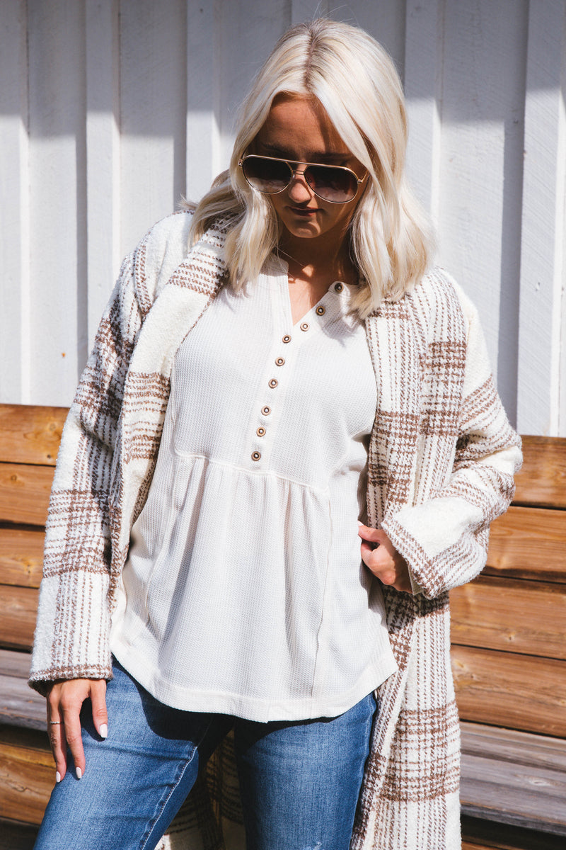 Morning Stroll Plaid Jacket, Cream | Sadie & Sage