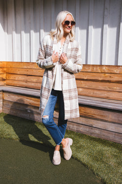 Morning Stroll Plaid Jacket, Cream | Sadie & Sage