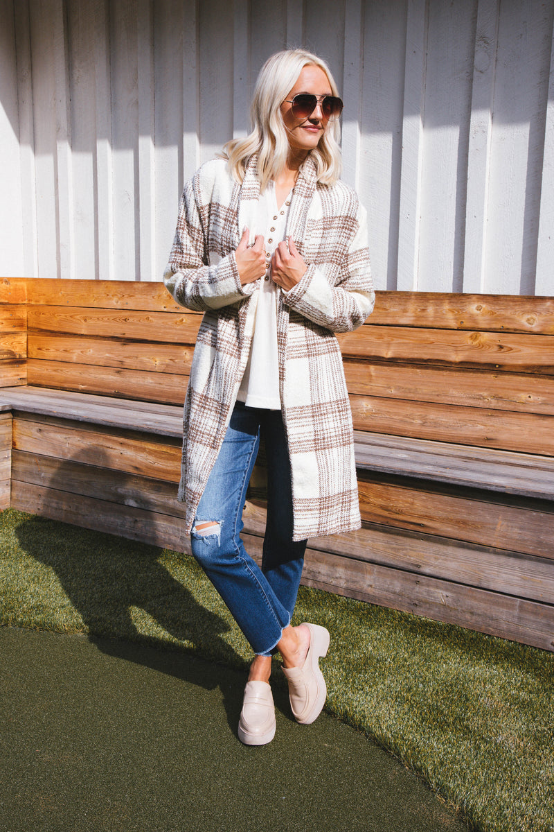 Morning Stroll Plaid Jacket, Cream | Sadie & Sage