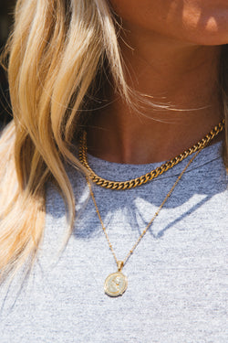 Edina Coin Necklace, Gold | Sahira Jewelry