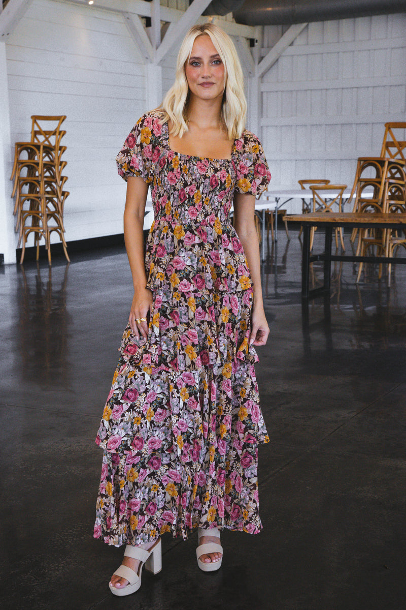 Frenzy Floral Maxi Dress, Brown