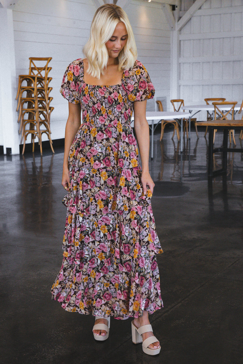 Frenzy Floral Maxi Dress, Brown