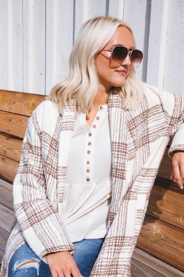 Morning Stroll Plaid Jacket, Cream | Sadie & Sage