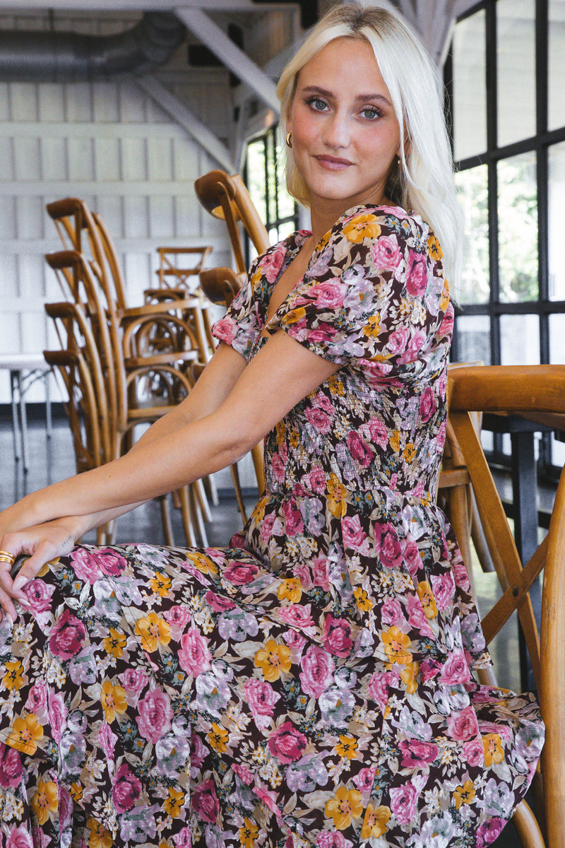Frenzy Floral Maxi Dress, Brown