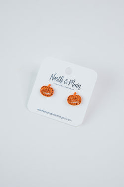 Jack O Lantern Stud Earring, Orange