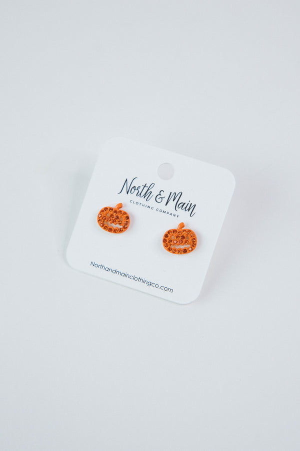 Jack O Lantern Stud Earring, Orange