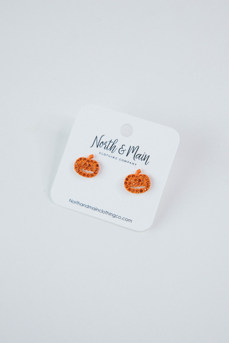 Jack O Lantern Stud Earring, Orange