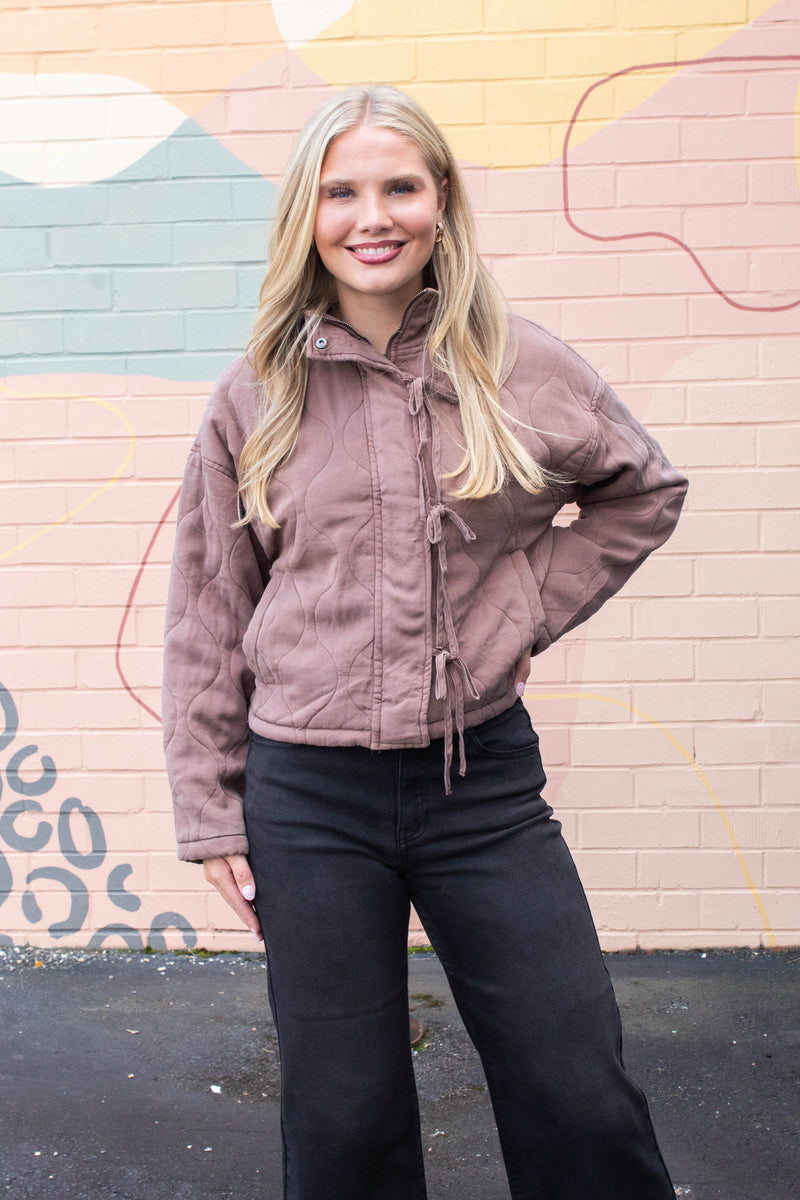 Leslie Washed Quilted Jacket, Brown