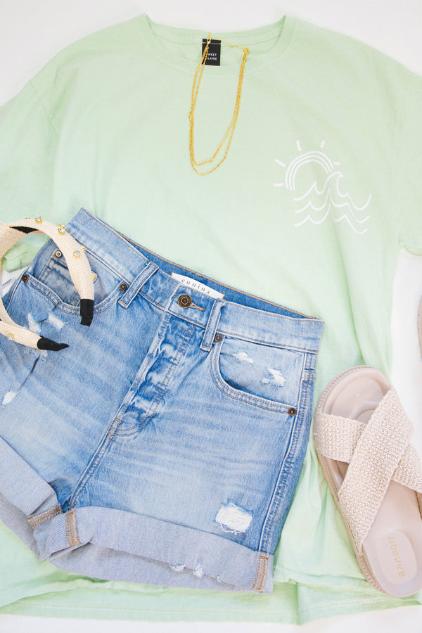 Meet Me In The Sand Graphic Tee, Paradise Lime
