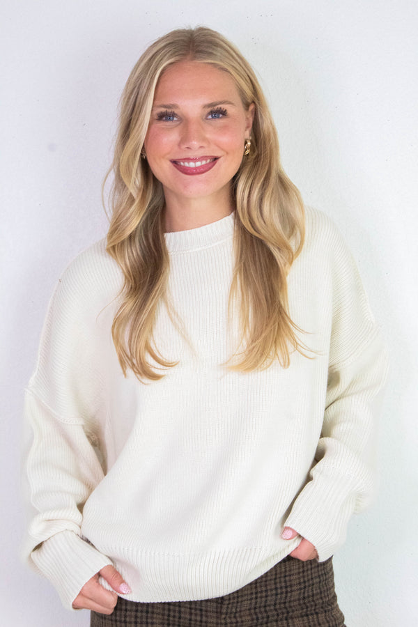 Abby Drop Sleeve Oversized Sweater, Cream