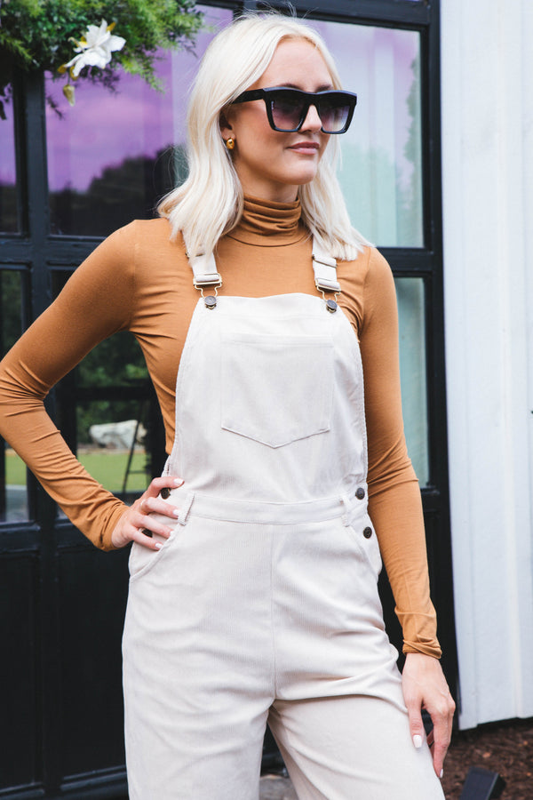 Nomad Corduroy Overalls, Cream |  Sadie & Sage