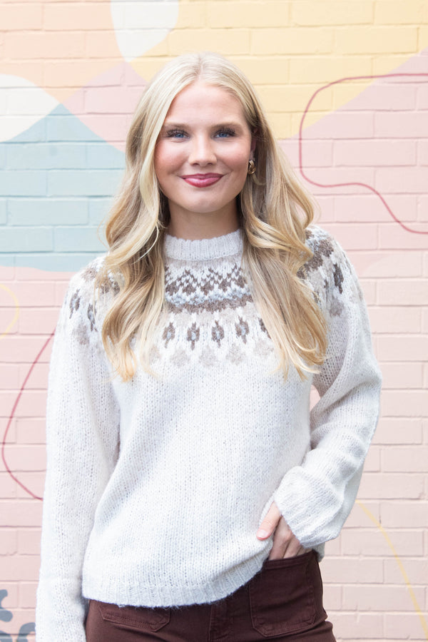 Margaret Fair Isle Pattern Sweater, Ivory Multi