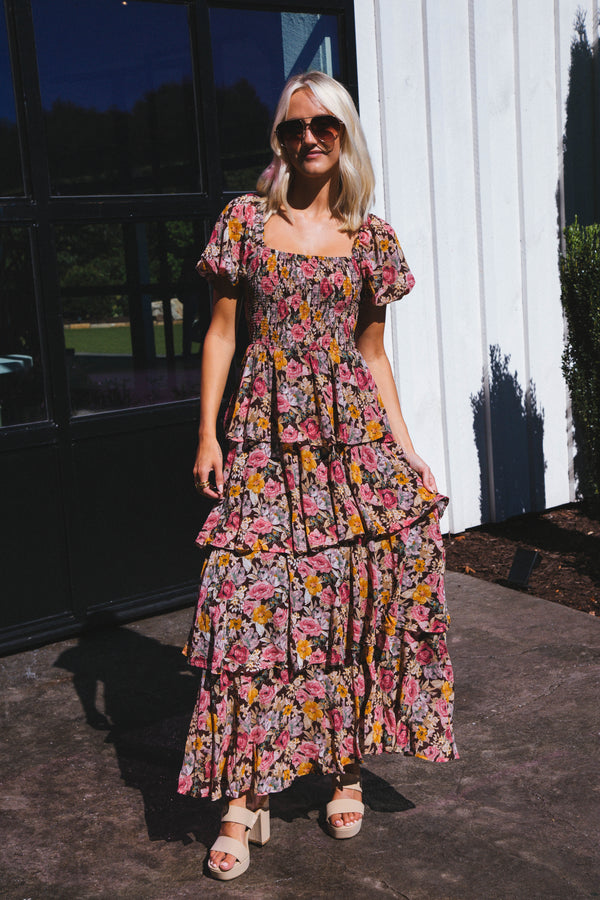 Frenzy Floral Maxi Dress, Brown