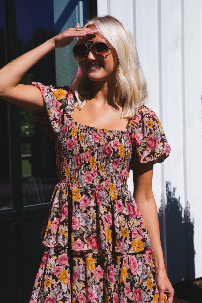 Frenzy Floral Maxi Dress, Brown