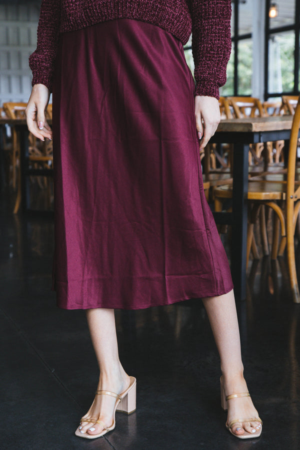 Everyday Midi Satin Skirt, Sugar Plum | Sanctuary