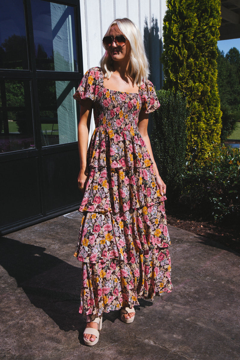 Frenzy Floral Maxi Dress, Brown