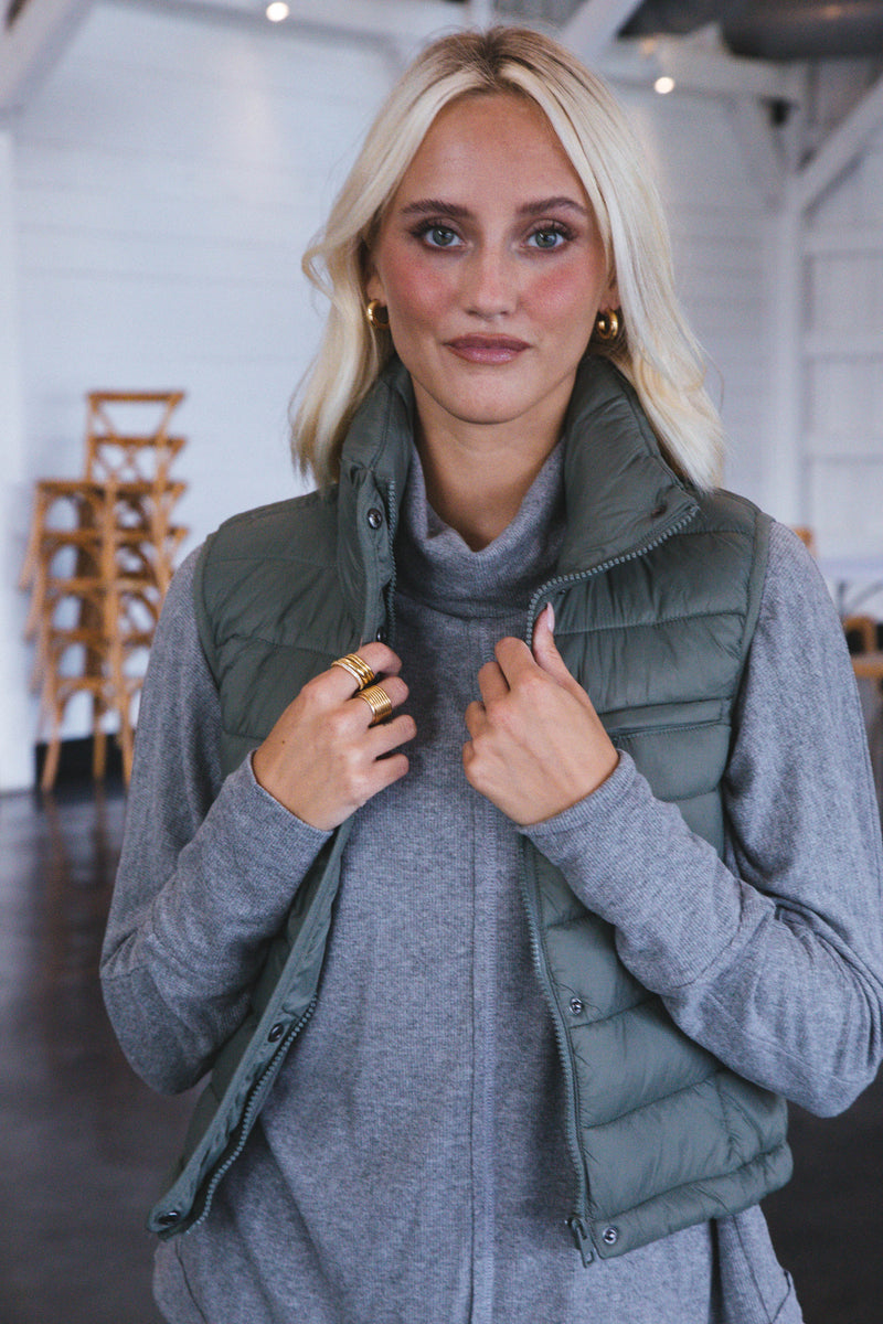 Perdita Puff Vest, Evergreen