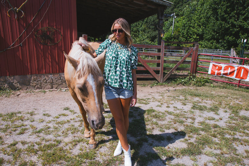 This Is Me Smocked Blouse, Green