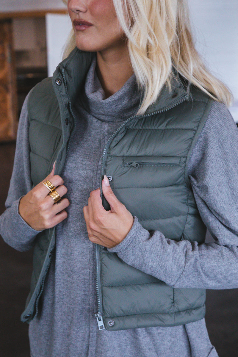 Perdita Puff Vest, Evergreen